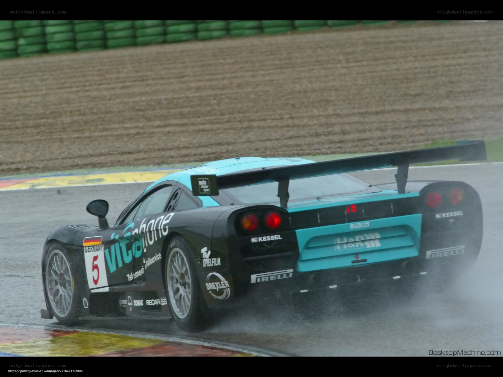 racing car on wet track
