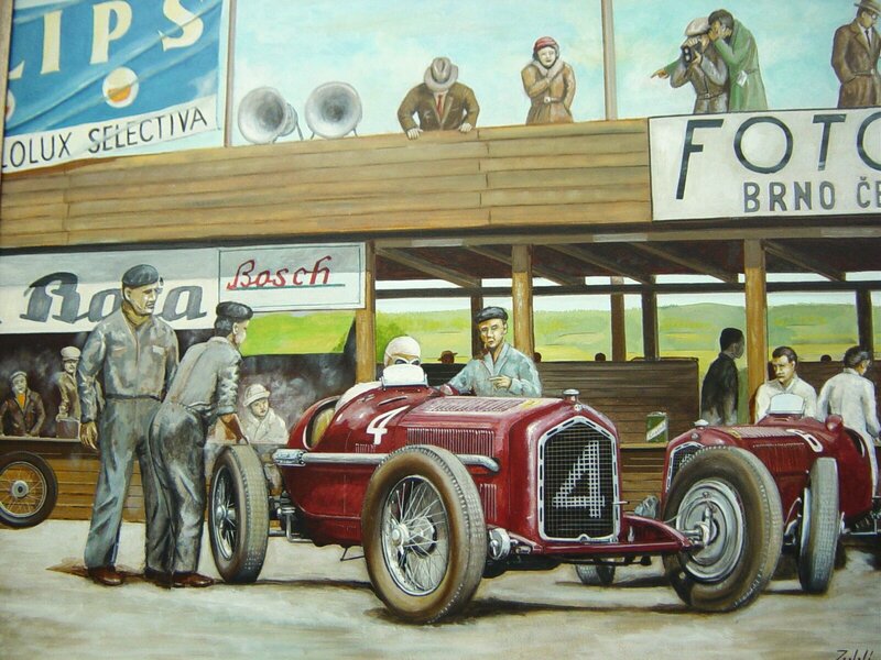 Racing car pit stop scene