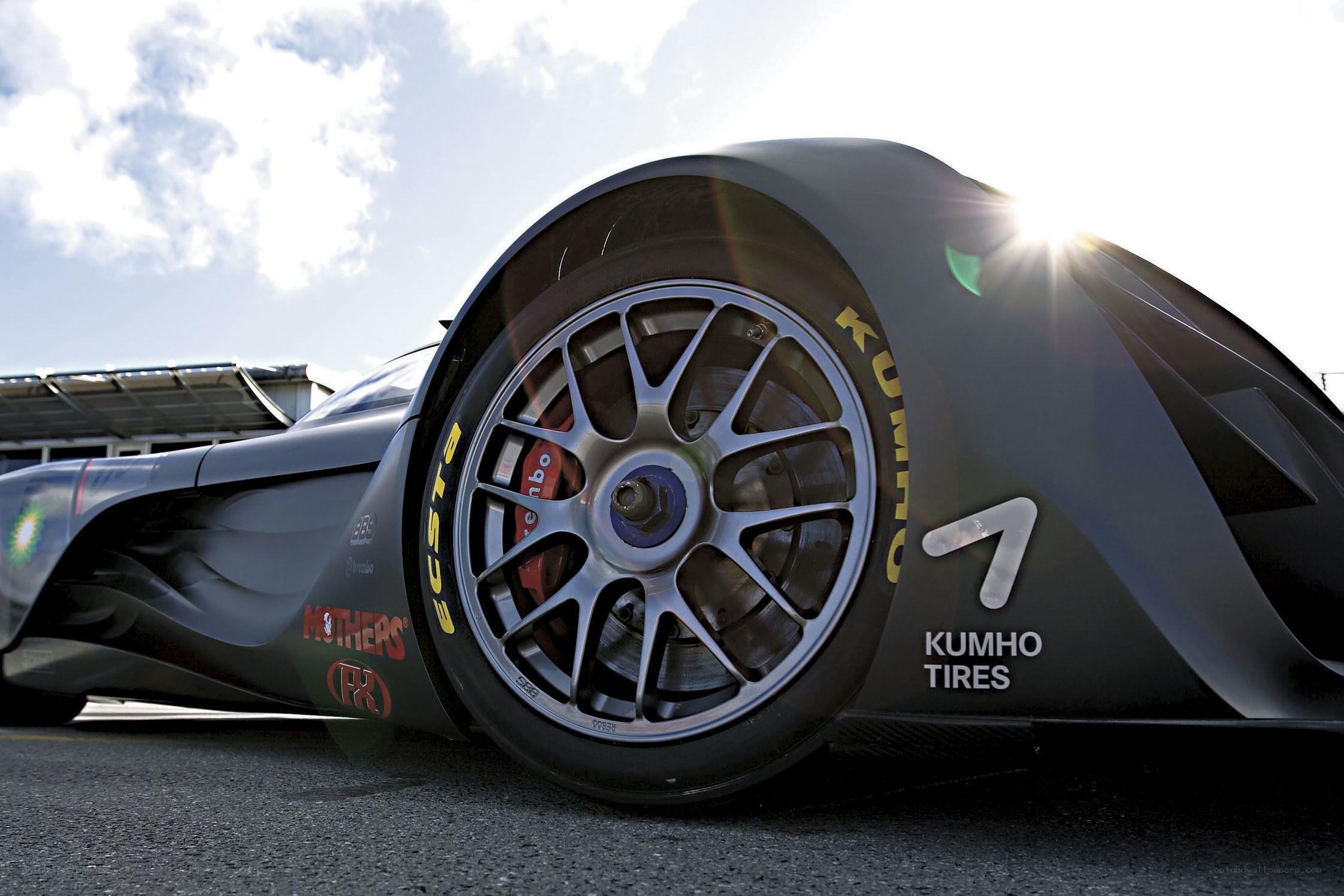 racing car wheel close-up