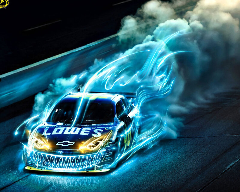 Racing Car with Blue Energy — Dramatic