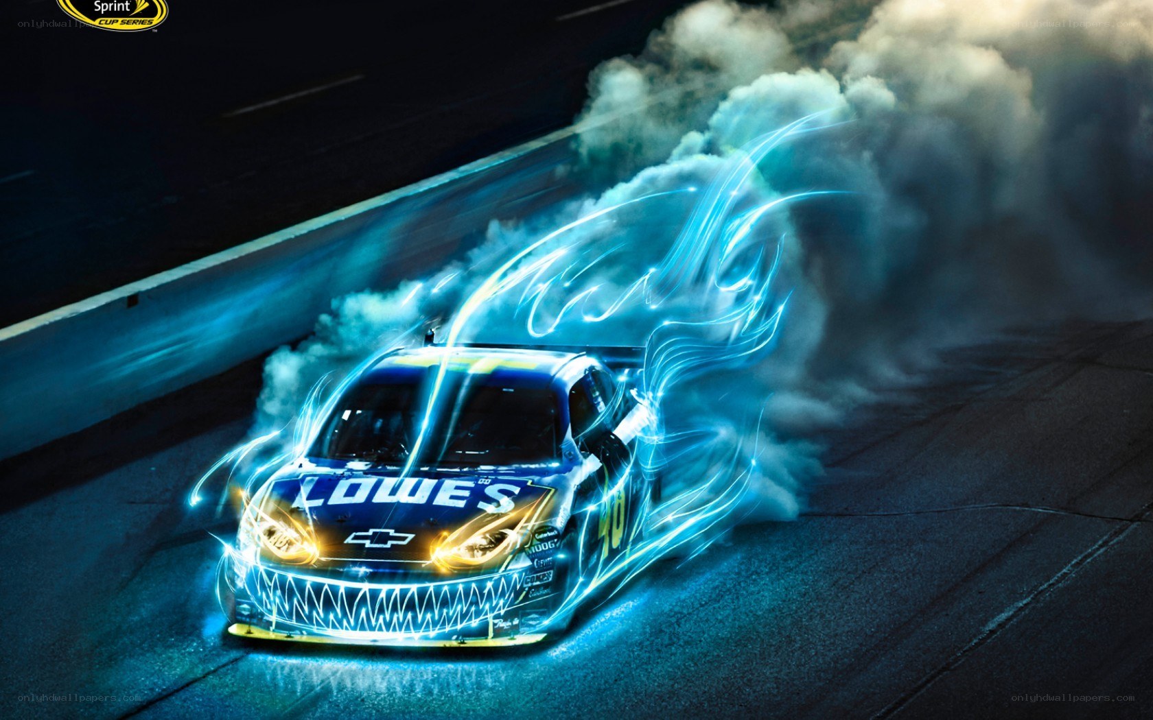 racing car with blue energy