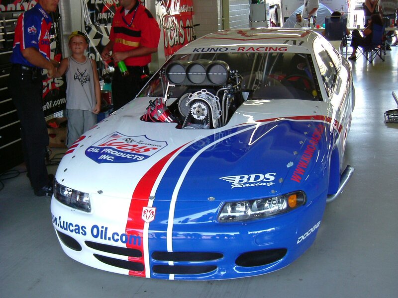 racing car with exposed engine