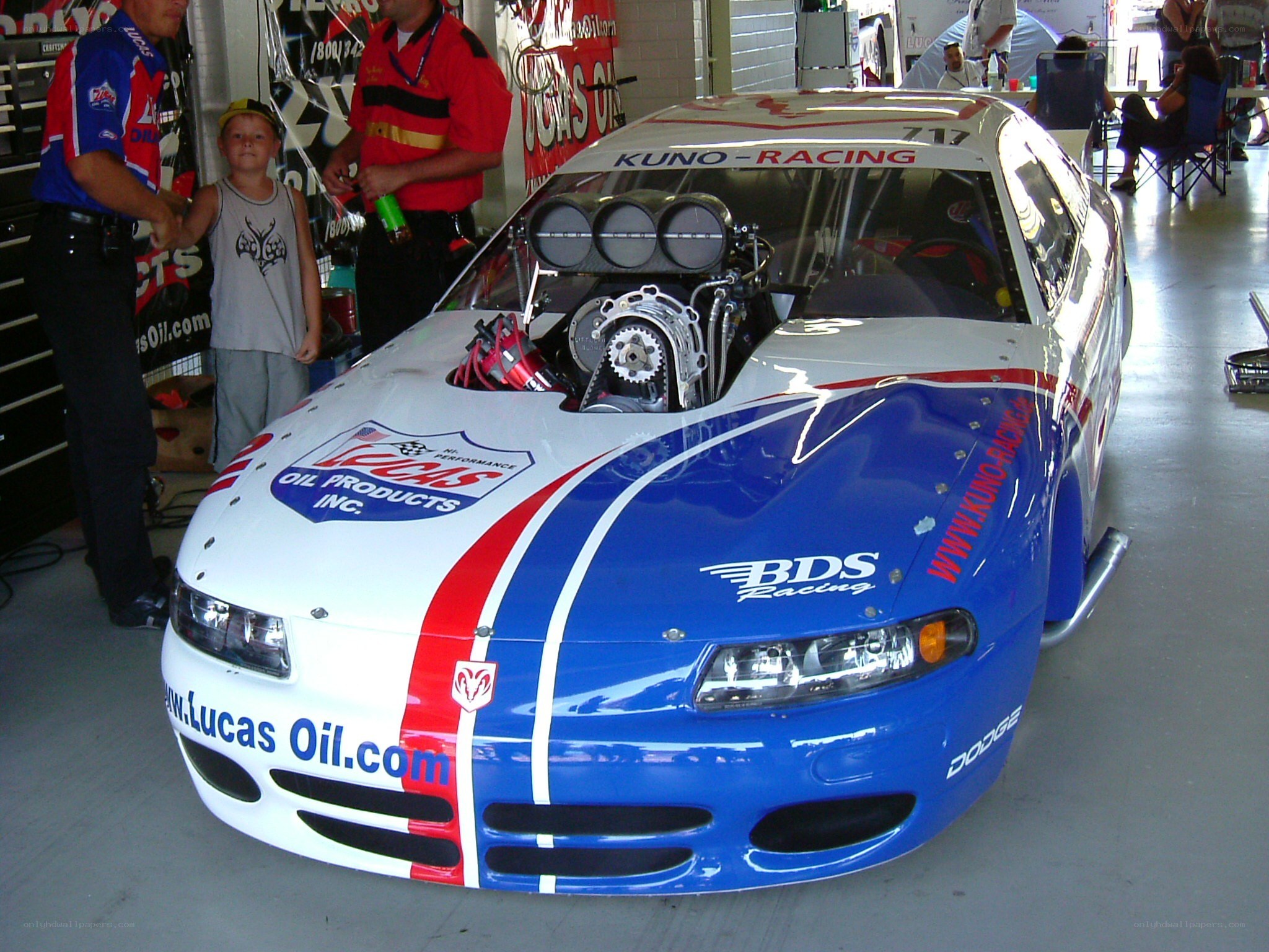 racing car with exposed engine