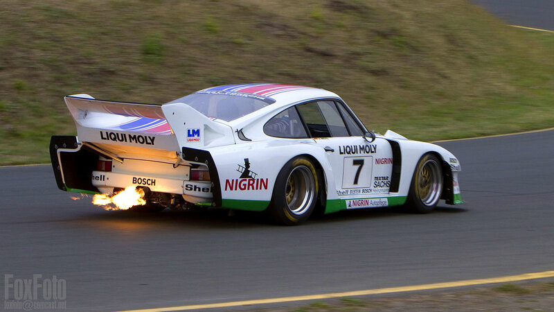 racing car with flames