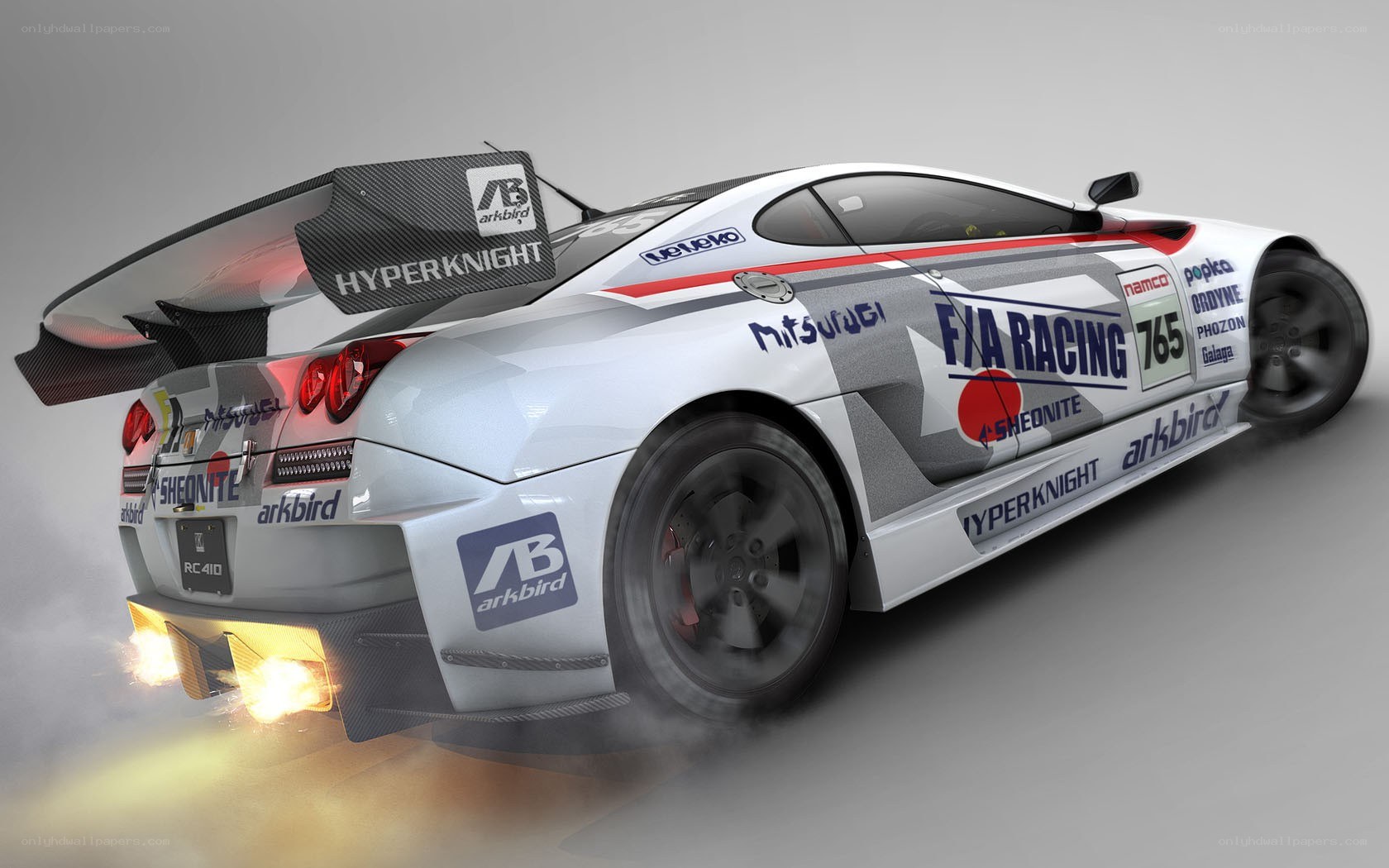 racing car with flames