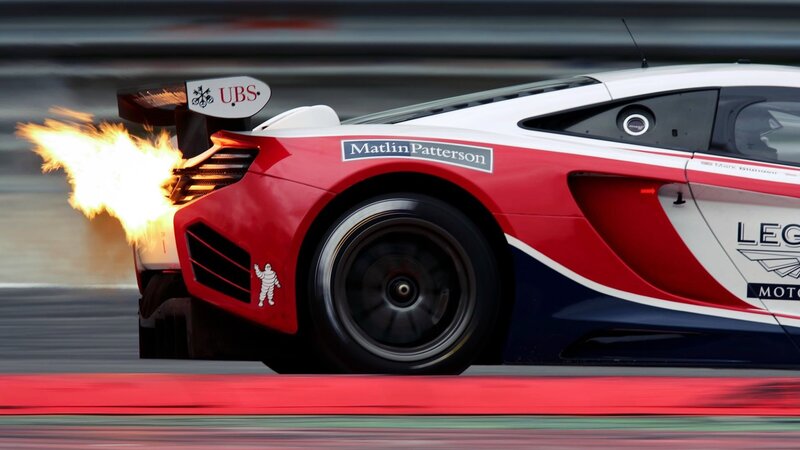 Racing Car with Flames — Red