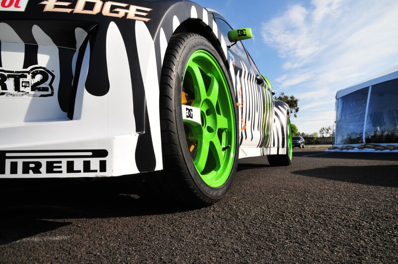 racing car with green wheels