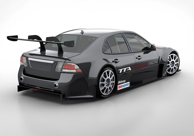 racing car with large rear wing