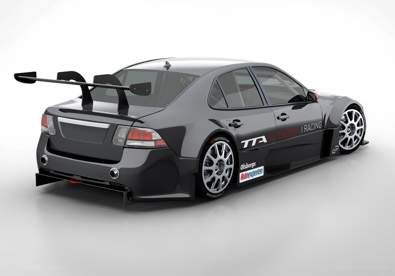 racing car with large rear wing