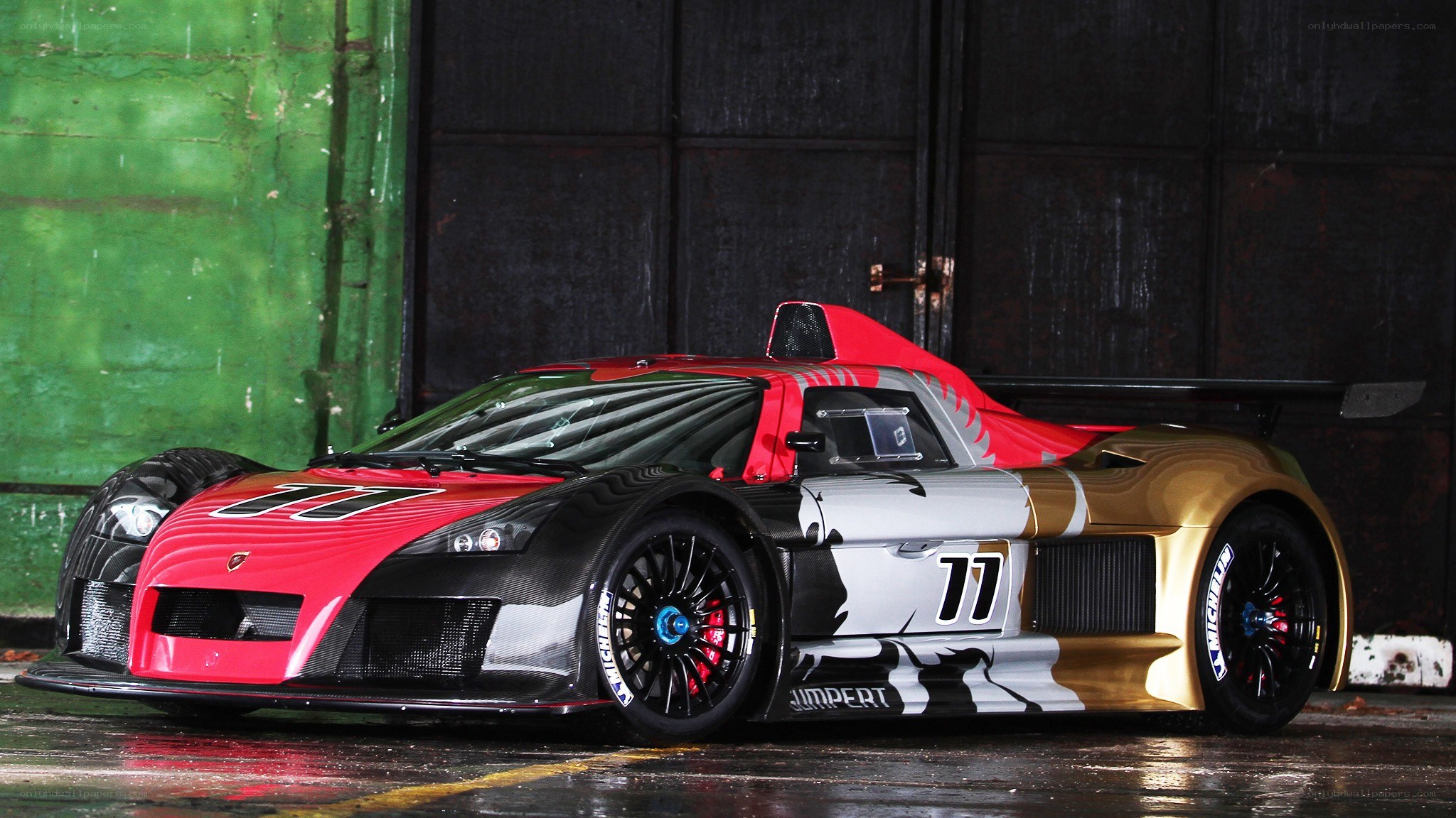 racing car with number 77