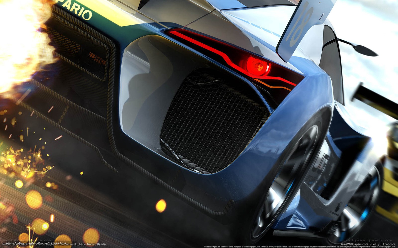 racing car with sparks