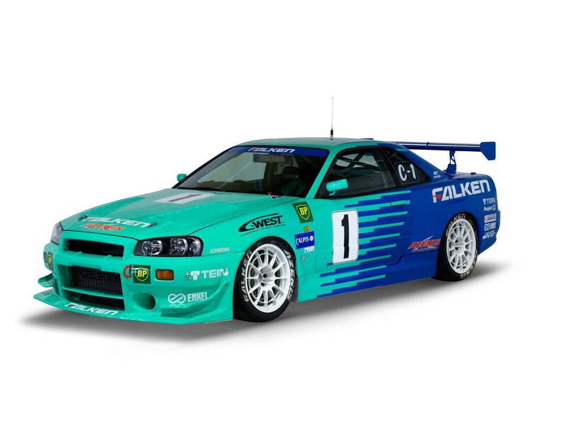 racing car with sponsor logos