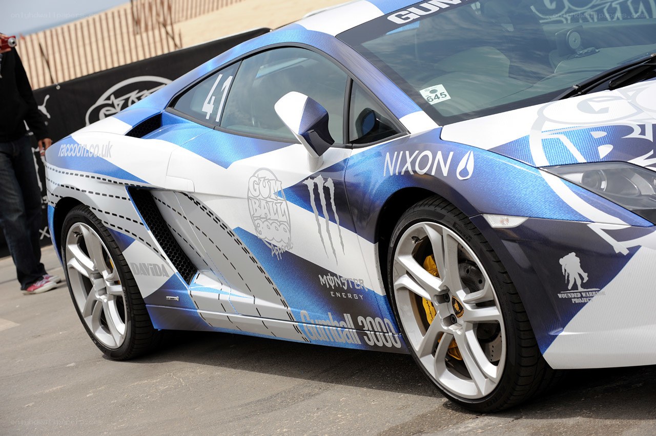 racing car with sponsor logos