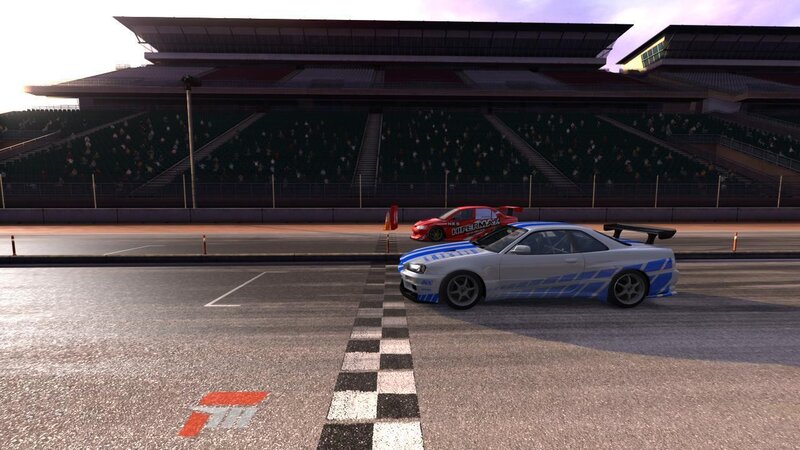 racing cars at a track