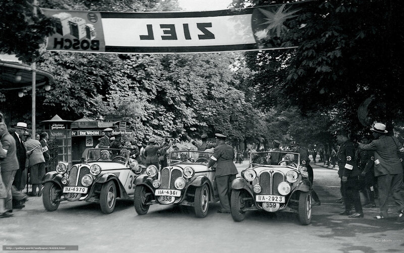 Racing cars at finish line