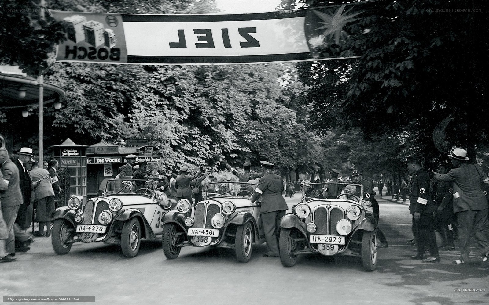 Racing cars at finish line