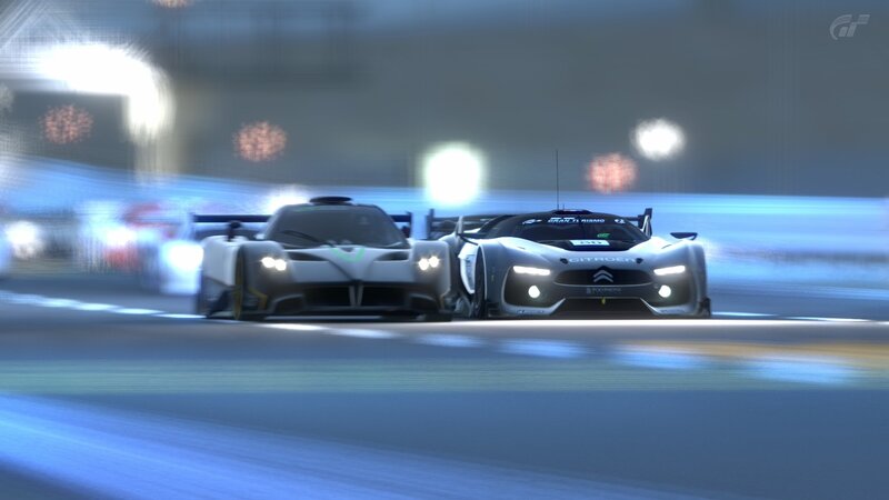 racing cars at night