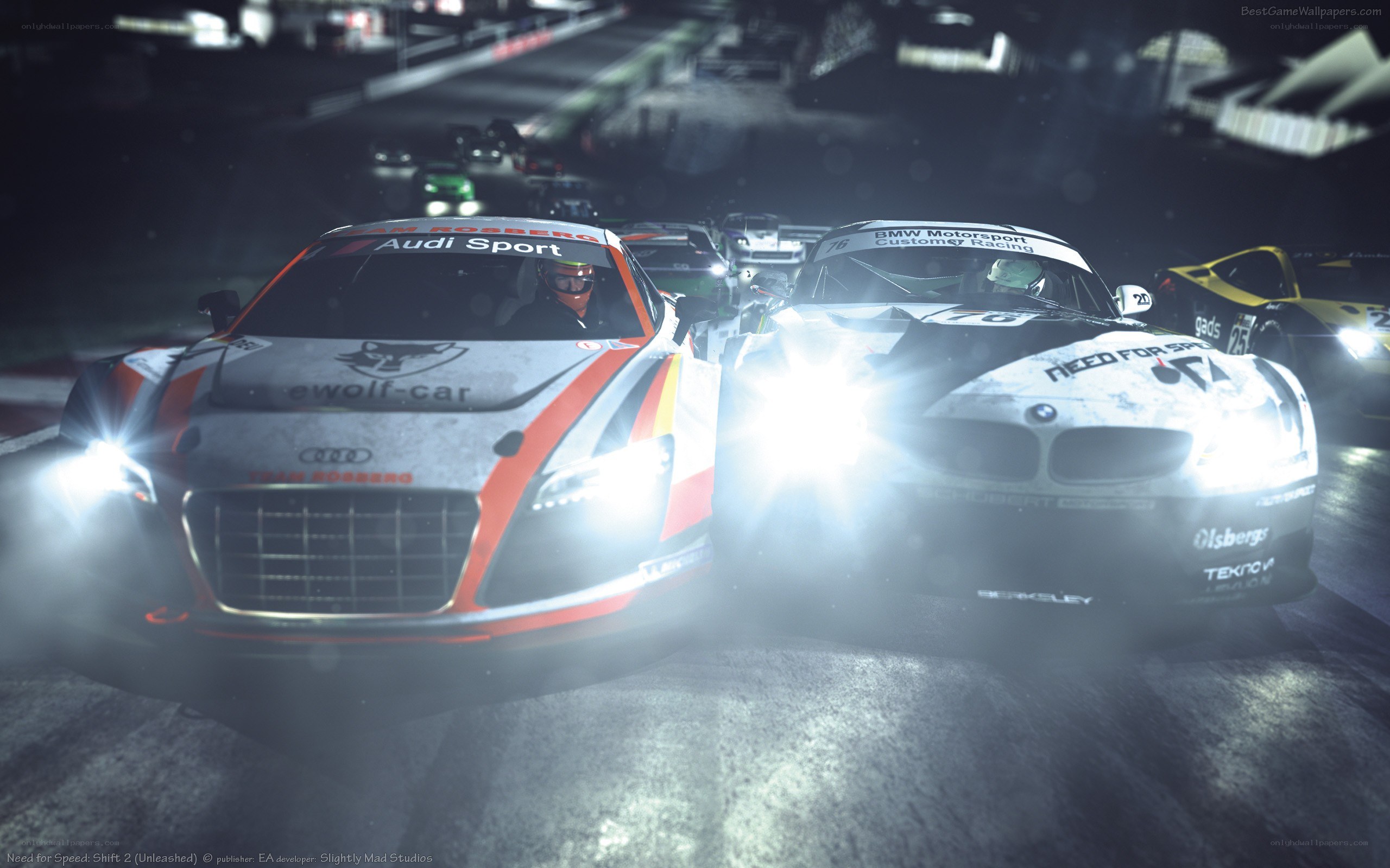 racing cars at night