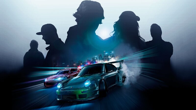 Racing Cars at Night — Blue, Dramatic