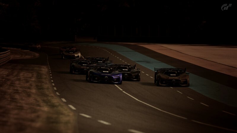 racing cars at night