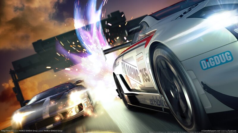 Racing Cars Colliding — White, Dramatic, Sunset, Digital Art