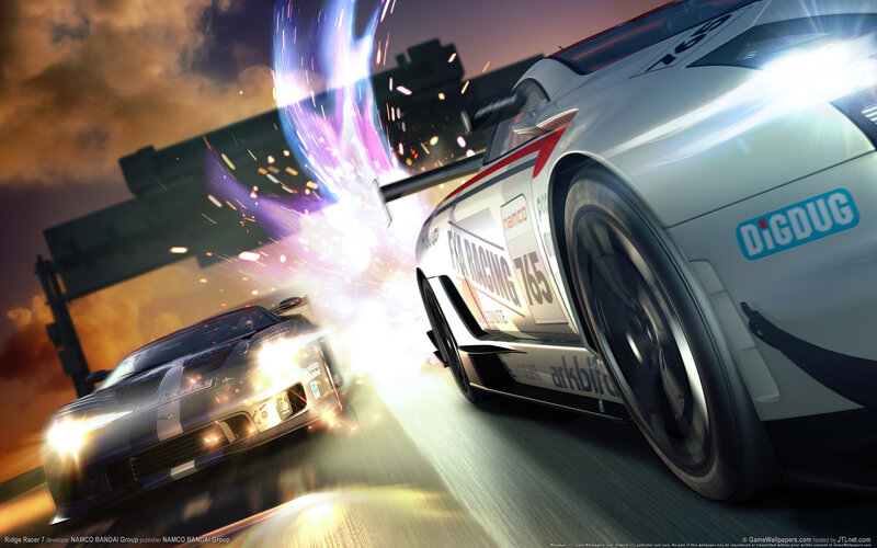 Racing Cars Colliding — White, Dramatic, Sunset