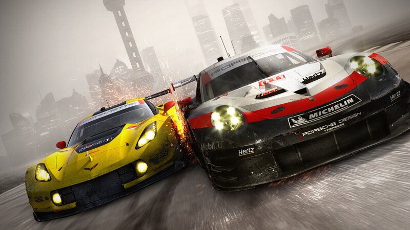 Racing Cars Colliding — Yellow