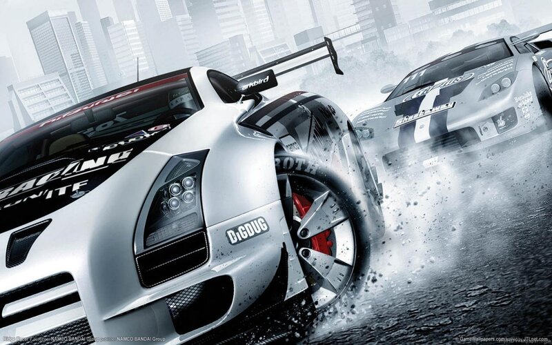 racing cars drifting in city