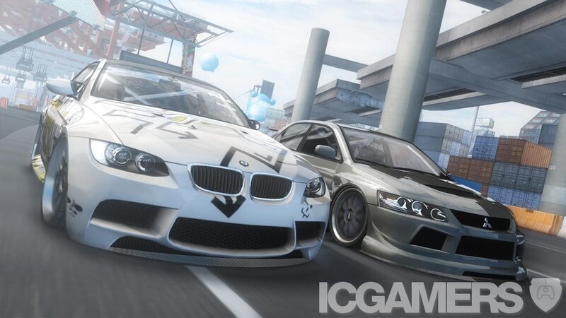 racing cars in a city