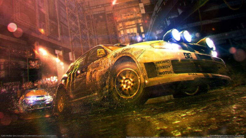 Racing cars in a city