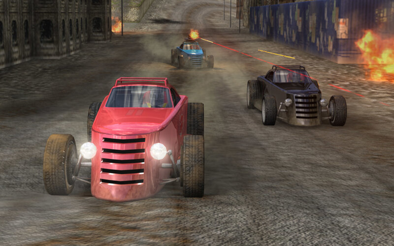 racing cars in a combat race