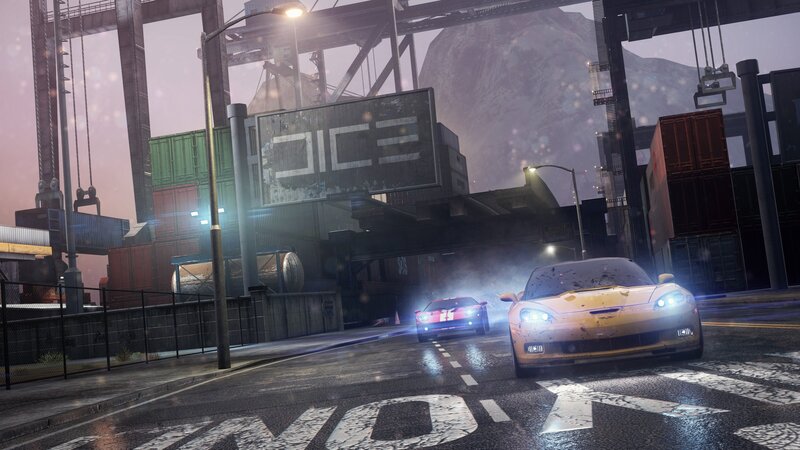 racing cars in a port