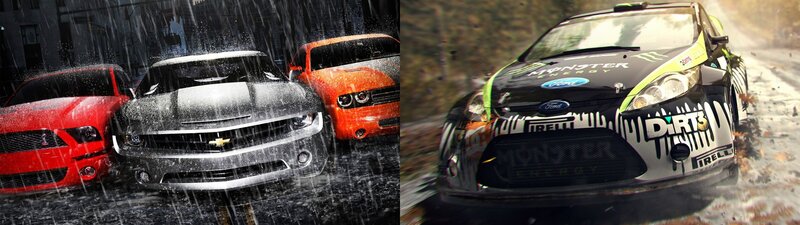 Racing Cars in Action — Black, Dramatic