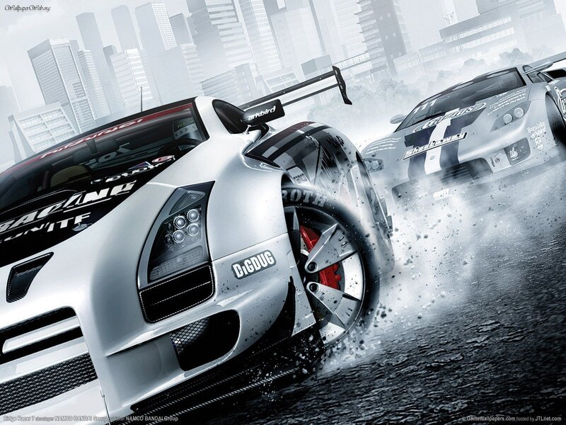 racing cars in city