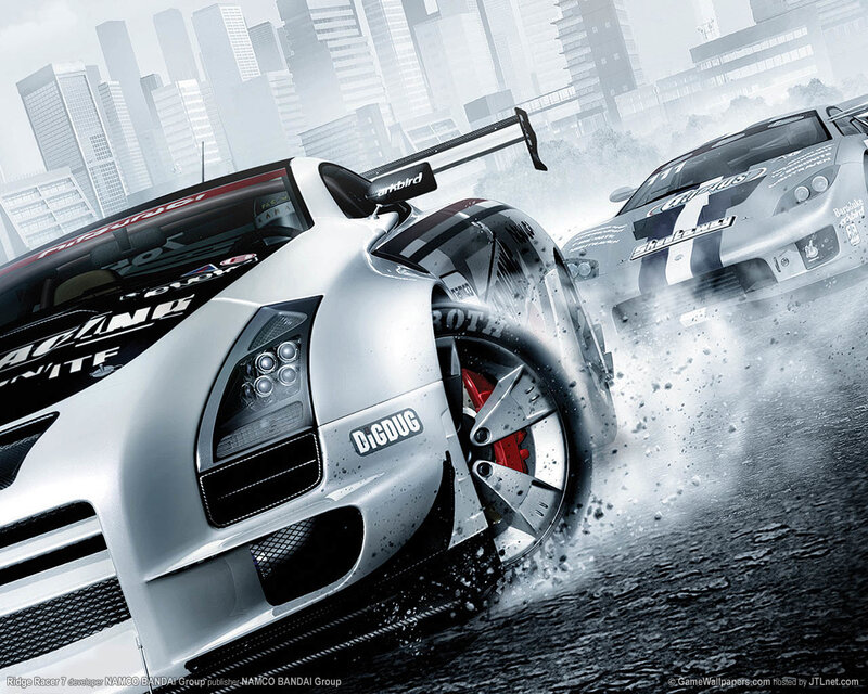 Racing cars in city