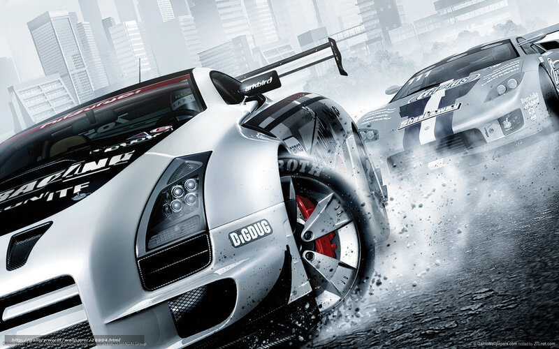 racing cars in city
