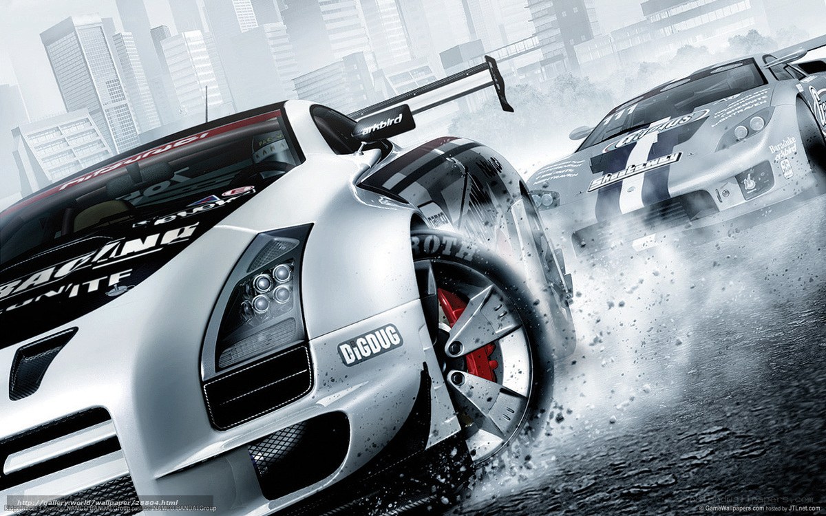 racing cars in city
