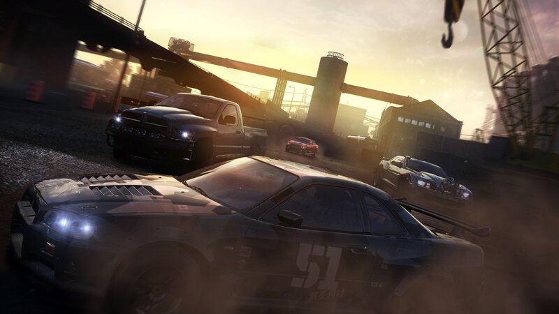 Racing Cars in Industrial Area