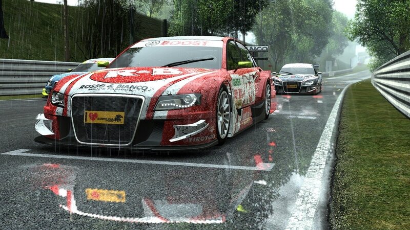 racing cars in the rain
