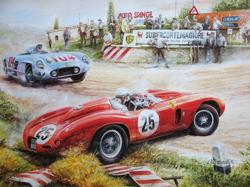 Racing cars on a dirt track