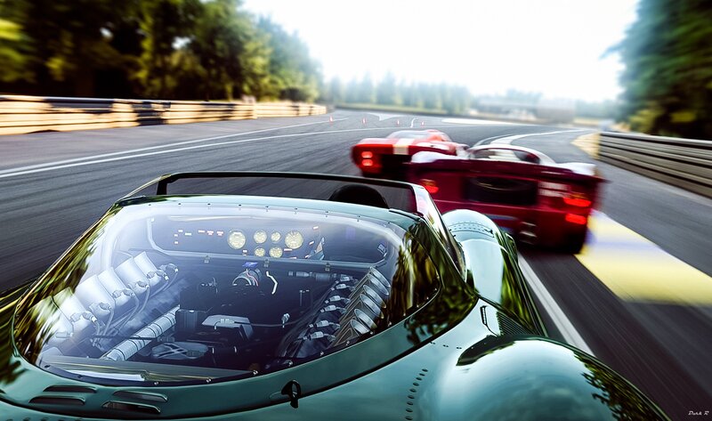 racing cars on a track