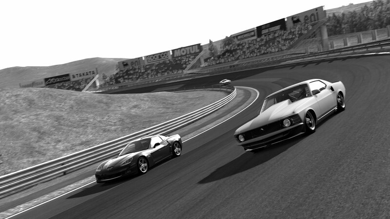 Racing cars on a track