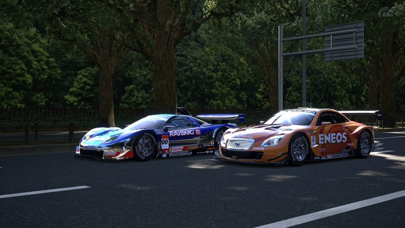 Racing cars on a track