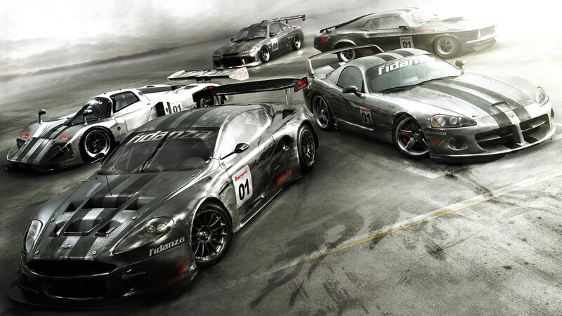 racing cars on a track