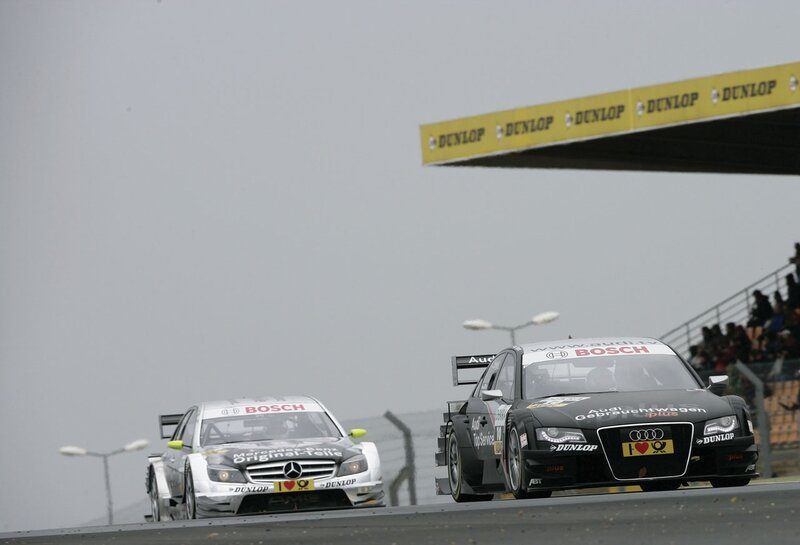 Racing cars on a track