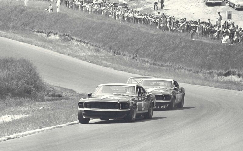 Racing cars on a track