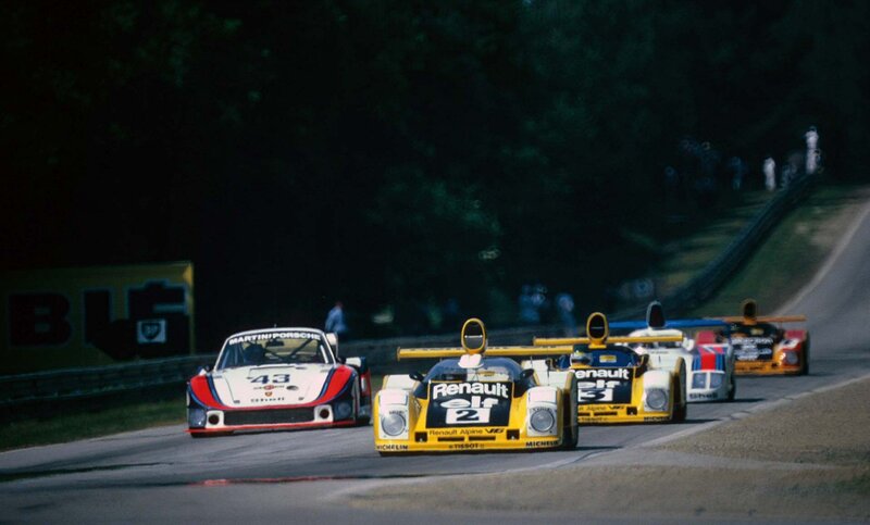 Racing cars on a track