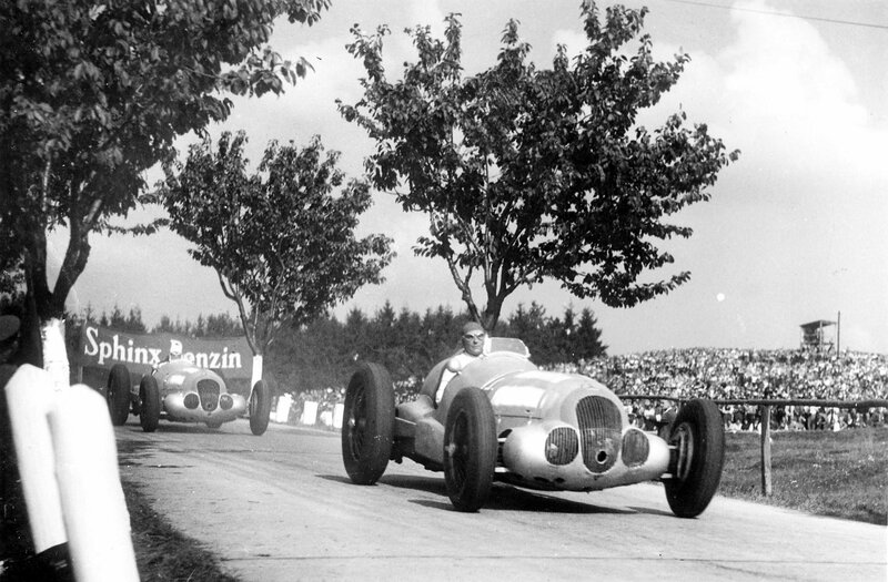Racing cars on a track