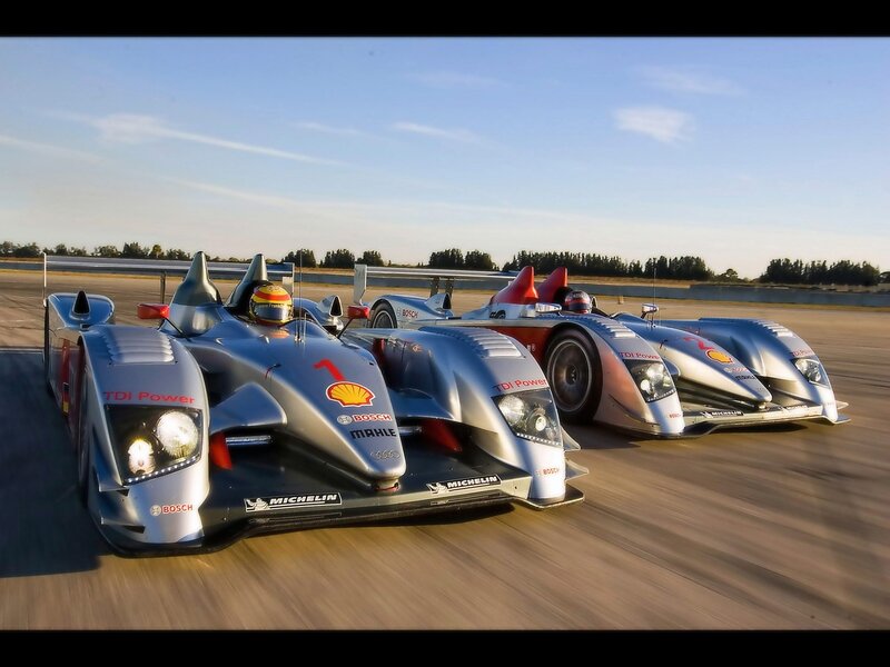 Racing cars on a track