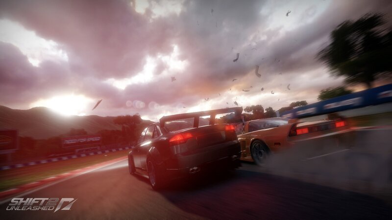 Racing cars on a track